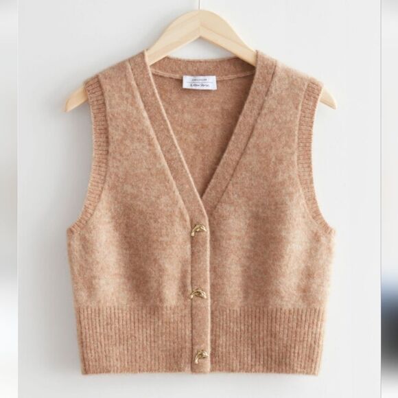 & Other Stories Sweaters - Other Stories Dolphin Button Knit Wool Vest Womens Size M